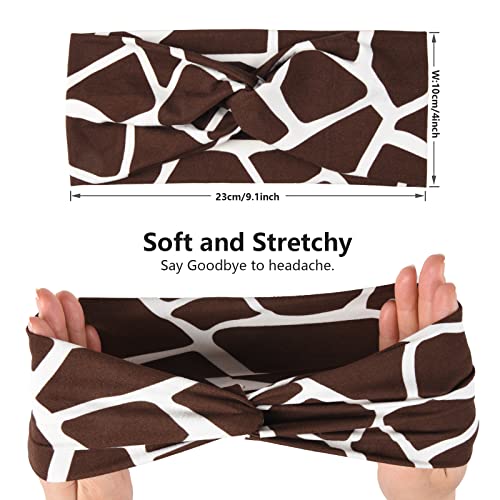Women's Wide Non-Slip Animal Print Headbands - 6 Pack Boho Hair Accessories