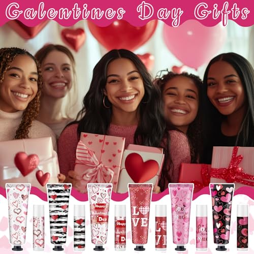 Loopeer Valentine's Day Gift Set - 6 Sets of Hand Cream & Lip Balm Bulk