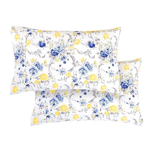 Elegant Comfort King Pillowcase Set - 2 Floral Print Microfiber Covers