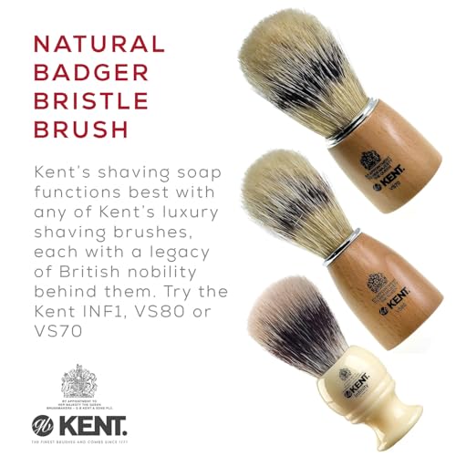 Kent SB2 Shaving Soap Refill 4.23 oz for Men with Shaving Brush & Bowl