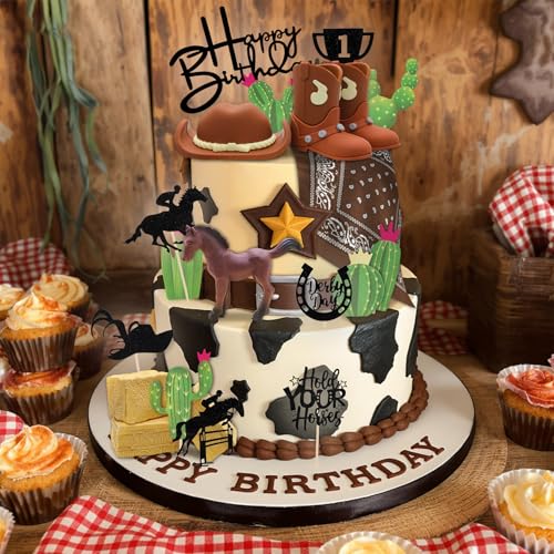 21-Piece Cowboy Cake Decorations Set for Birthday & Baby Showers