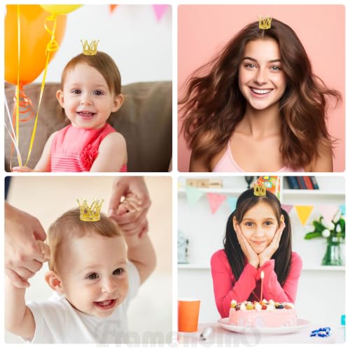 12 Pack Framendino Tiny Gold Crown Cake Cupcake Decorations for Weddings & Birthdays