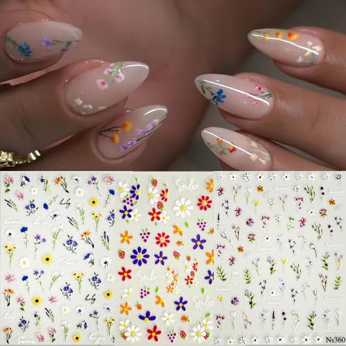 15 Sheets 3D Flower Nail Stickers - Colorful Floral & Butterfly Nail Decals