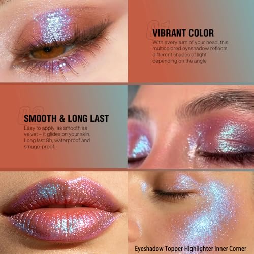 BEUSELF Unicorn Magic Purple Blue Glitter Eyeshadow - Duochrome, Long Lasting, Holographic, Multi-Use, #A29