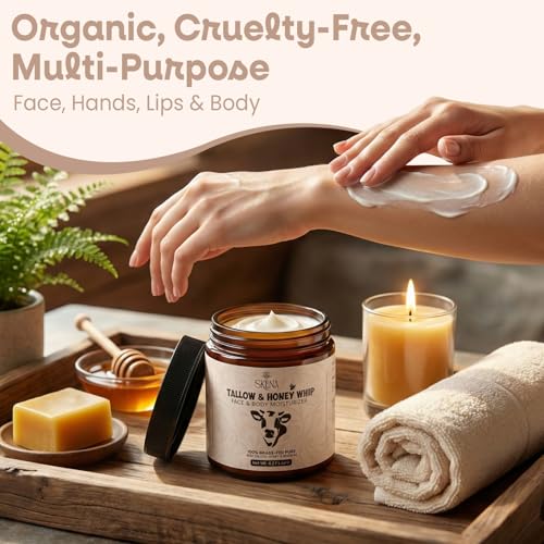 Grass-Fed Beef Tallow Moisturizer with Honey & Beeswax - 4.2 oz