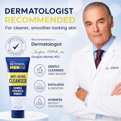 Retinol Face Wash for Men - Exfoliating Gel Cleanser for Oily & Acne-Prone Skin