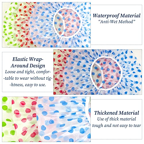 3-Pack Reusable Waterproof Shower Caps for Women - Elastic Fit