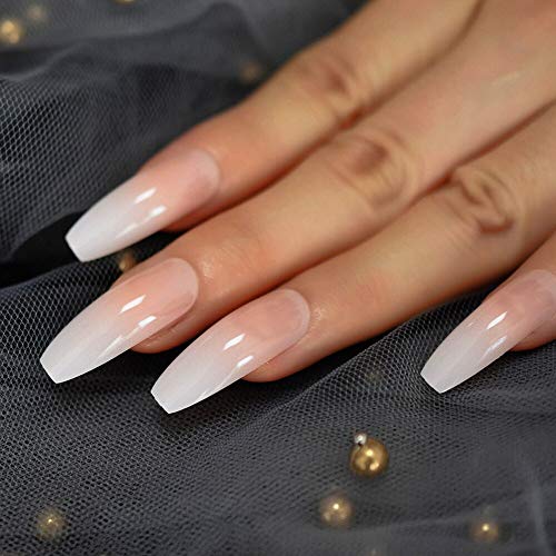 CoolNail Ombre Gradient Pink Nude French Ballerina Press-On Nails