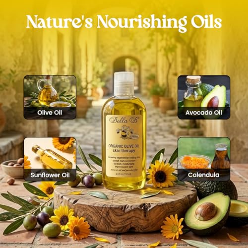 Organic Olive Oil Body Oil for Pregnancy - Stretch Mark Prevention - 4.5 oz