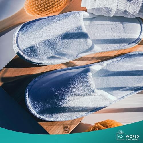 World Amenities Bulk Unisex Spa Slippers - 5 Pairs, Closed Toe Hotel Slippers