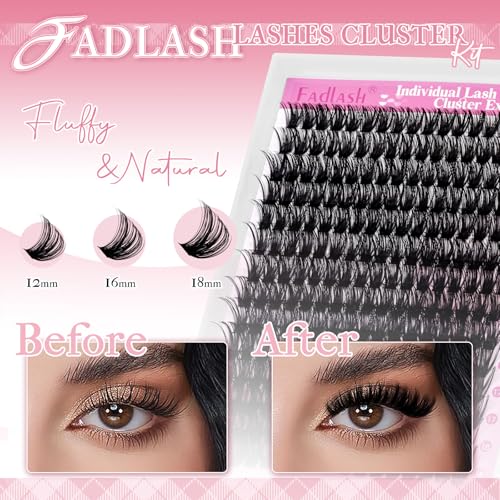 FADLASH 80D Lash Clusters Kit 12-18mm Fluffy Volume Eyelash Extensions