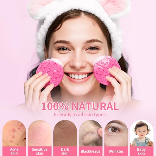 Derloyo 100-Count Natural Cellulose Compressed Facial Sponges