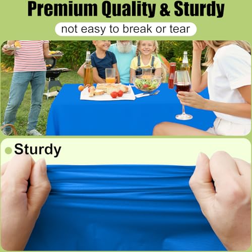 Smiry Disposable Table Cloths, 3-Pack Waterproof Rectangle Covers 54x108 Inch, Blue for Parties & Picnics