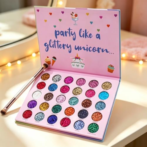 Pink Glitter Eyeshadow Palette - Colorful Sparkly Makeup for Face & Body
