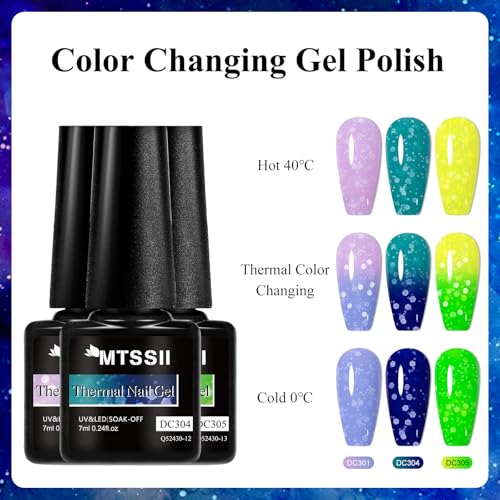MTSSII Color Changing Gel Nail Polish Set 12 Colors with Snowflake Red – Mood Change & Snowflake Effect, Soak Off