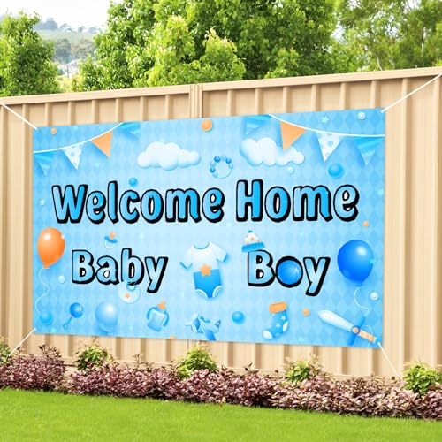 Labakita Welcome Home Baby Boy Banner Backdrop - 70.86 x 43.30 in
