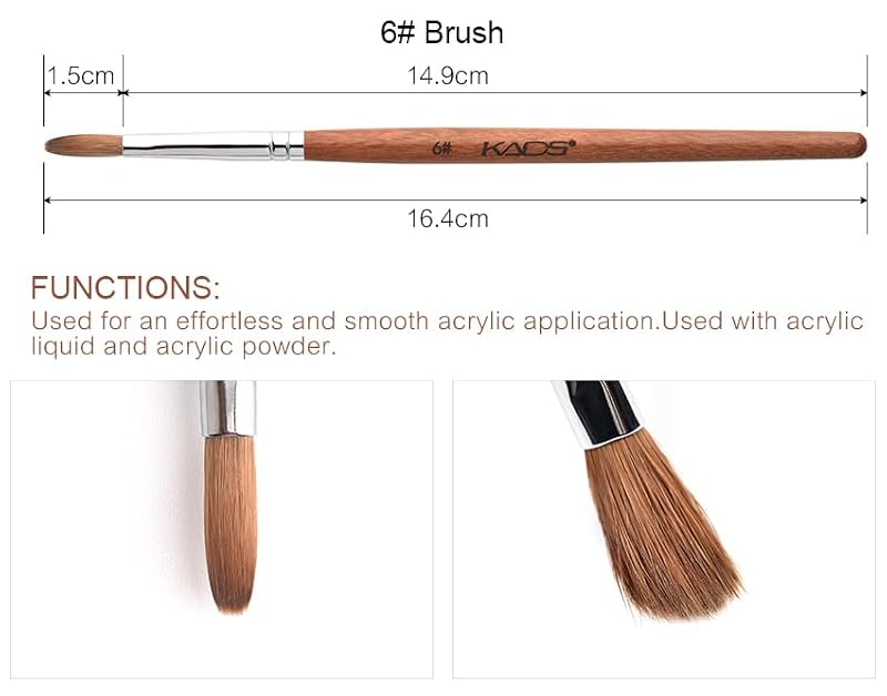 Kolinsky Acrylic Nail Brush - Professional Red Wooden Tool 6#