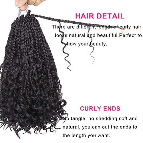 Union Beauty 10 Inch Boho Box Braids Crochet Hair with Curly Ends, 8 Packs