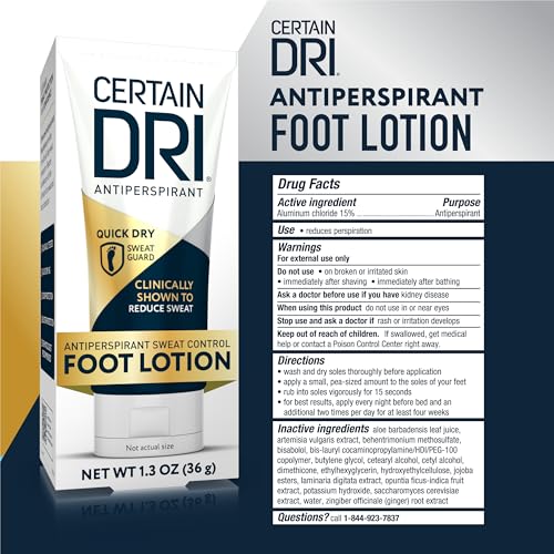 Certain Dri Antiperspirant Foot Lotion - 24-Hour Sweat Control, Fragrance-Free
