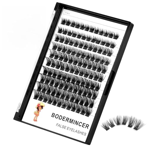 Bodermincer 120 Pcs Black Mixed-Length D Curl Fluffy Lash Clusters for Eyelash Extensions