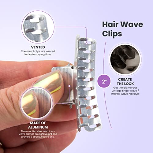 Salon Supply Co 10-Pack Aluminum Wave Clips - 2" Finger Wave Set