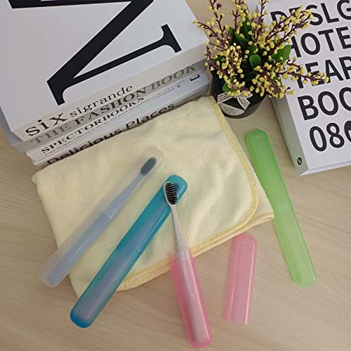 Medsuo 4-Pack Travel Toothbrush Case Set - Waterproof Storage (Pink, Blue, Green, White)
