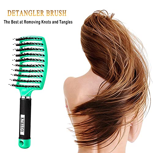 Boar Bristle Detangling Brush for All Hair Types - Lightweight & Non-Slip