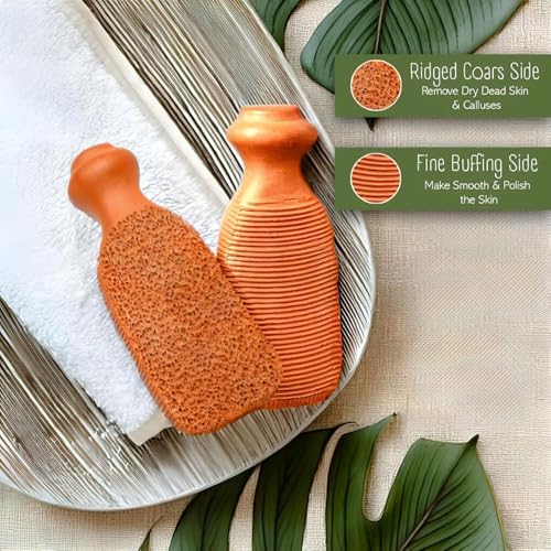 QUBA LINEN 2-Sided Pumice Stone for Feet and Body Care - Exfoliating Callus Remover