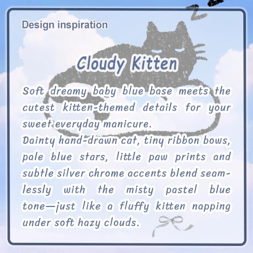 GelMala Cloudy Kitten Semi Cured Gel Nail Strips - Easy Apply