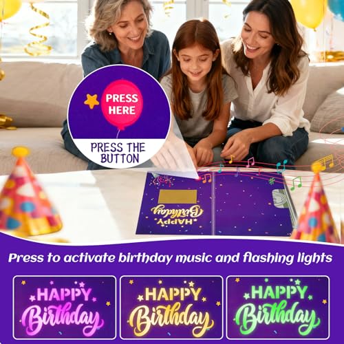 Ecloverlife Musical Birthday Card with Cash Holder & DIY Stickers
