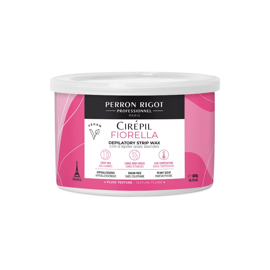 Cirepil - Fiorella - 400g / 14.11 oz Soft Wax Tin - Fresh Peony Scent & Rosin-Free Formula - Beginner-Friendly Strip Wax for Face & Body - Low Temp Refill Tin, Strips Needed