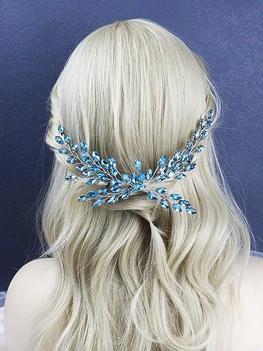 Brihasory 7Colors Light Blue Bridal Hair Vine Headband for Weddings & Parties