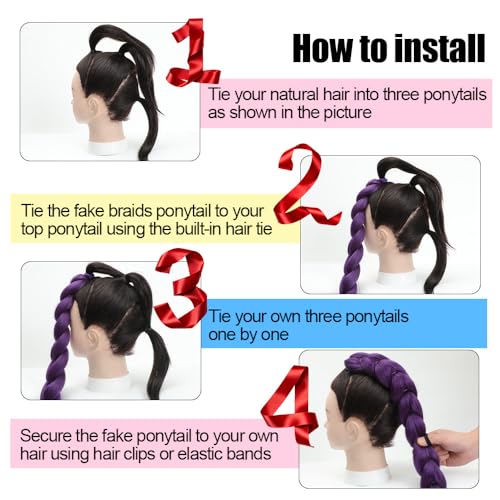 24 Inch Light Purple Braided Ponytail Hair Extension - SECPOCPONY