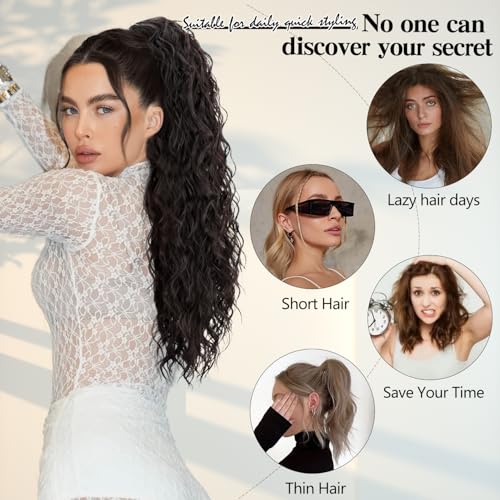 26 Inch Curly Claw Clip Ponytail Extension - Dark Brown Synthetic Hairpiece