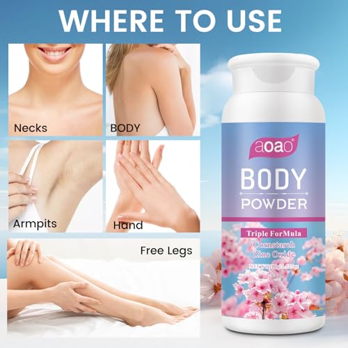 AOAO Talc-Free Body Powder for Women - Anti-Chafing & Moisture Control 2-Pack