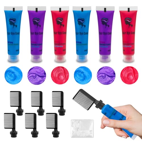 Byhoo Temporary Hair Color Dye for Dark Hair - Washable Cream Formula in Blue, Red & Purple