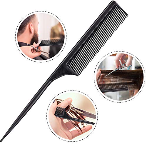 Leinuosen 3 Pack Rat Tail Combs Fine Tooth Parting Tip Black