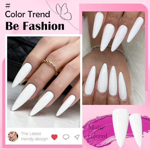 LoveOurHome 120pc White Stiletto Press On Nails Long Fake Nails with Glue & Tools