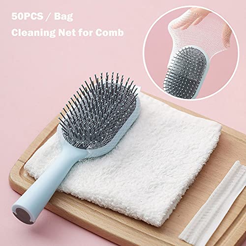 50 Pack Disposable Comb Cleaning Nets - Hair Removal Mesh Sheets