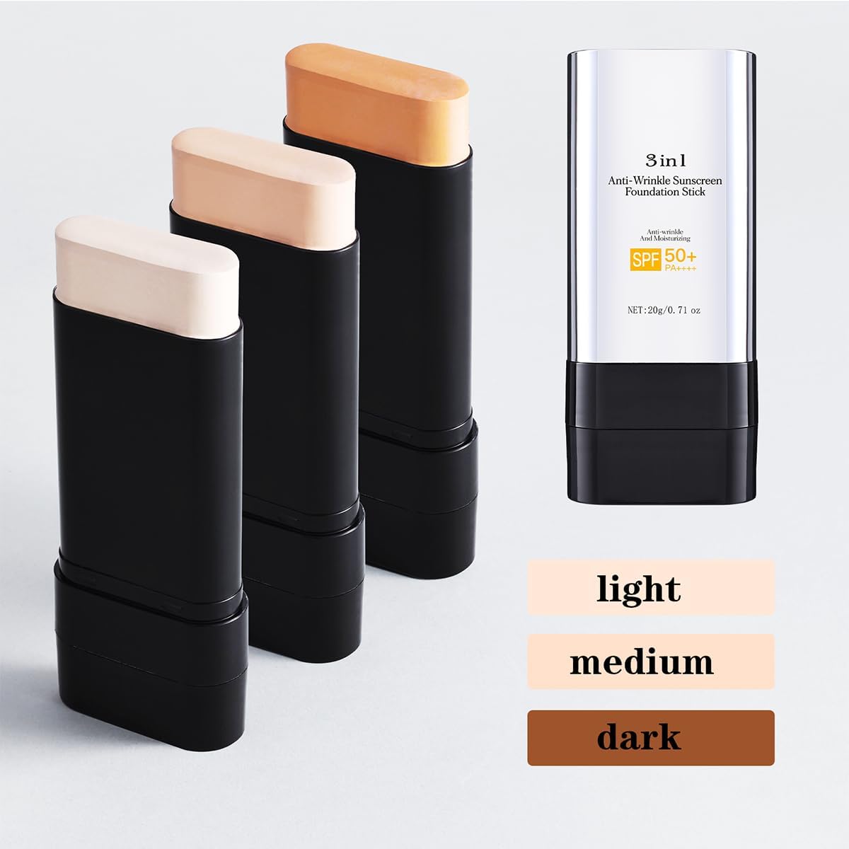 Luxury Anti-Wrinkle Foundation Stick SPF 50+ - Hydrating Matte Formula | Travel Size, 2 PCS (Medium)