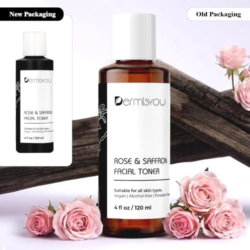 Dermisyou Rose Water Toner with Saffron & Turmeric - Hydrating Facial Mist, 4 fl oz
