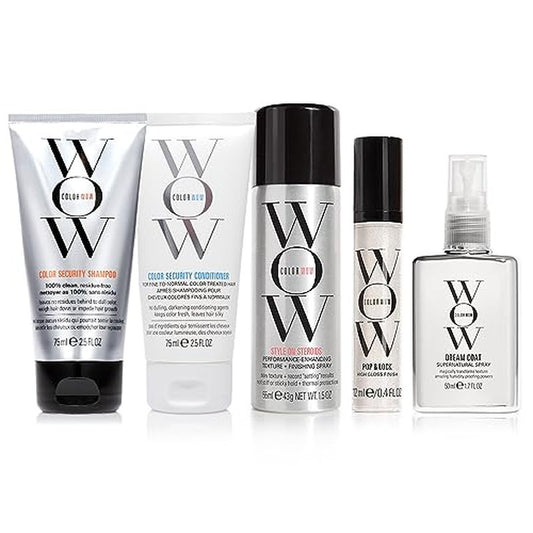 COLOR WOW Best Vacay Hair Ever Travel Kit ? Includes Shampoo, Conditioner, Dream Coat, Style on Steroids, and Pop + Lock, These key essentials are exactly what you need to fix frizz on the go
