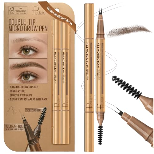Pudaier 2 Pack Double-Tip Microblading Eyebrow Pen - Dark Brown