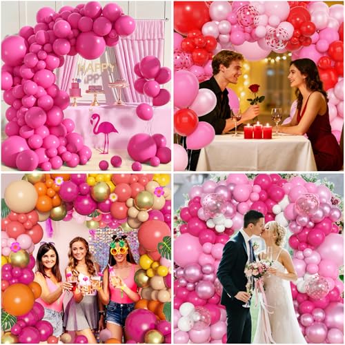Amandir 153 Pcs Hot Pink Balloon Arch Kit for Parties