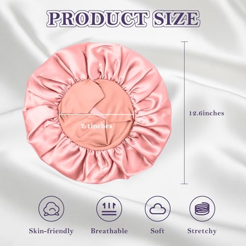 ZHENSILK 2-Pack Silk Sleep Bonnets for Women - Soft Satin Hair Wraps