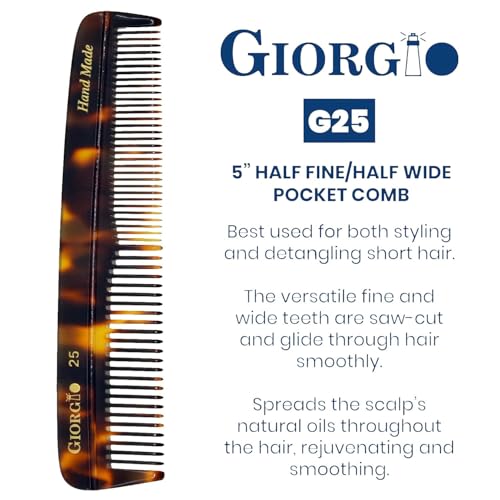 Giorgio 2-Pack Pocket Comb Set - Fine & Wide Tooth Hair Combs