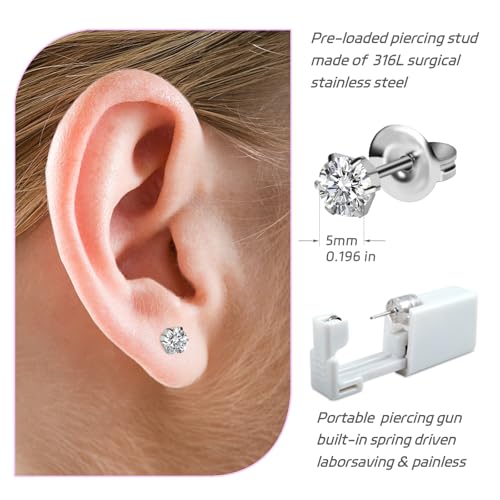 2-Pack Disposable Ear Piercing Kit with 5mm Studs - Home Use