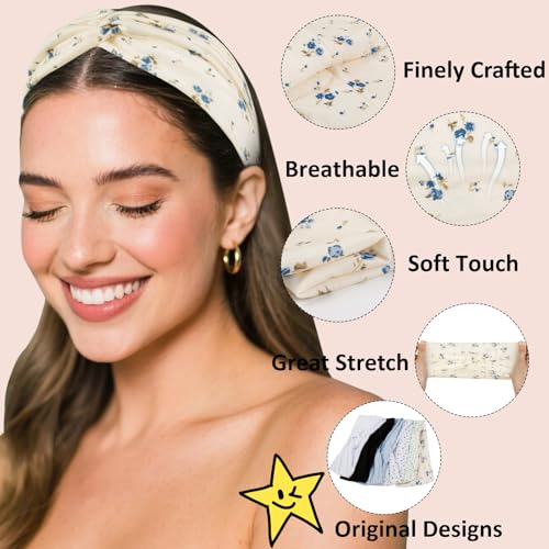 TERSE Non-Slip Twist Headbands for Women - Color-D Set of 6