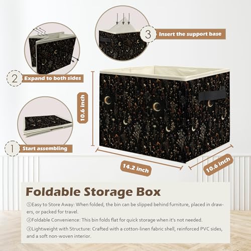Gothic Floral Storage Bin - Collapsible Organizer for Clothes & Books
