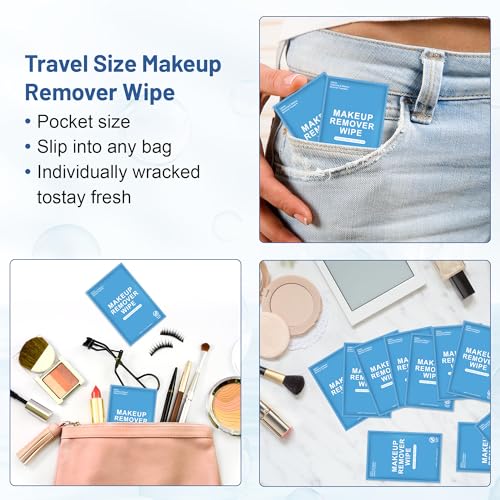 Cydioa Individually Wrapped Makeup Remover Wipes, 100 Pack Travel Wipes